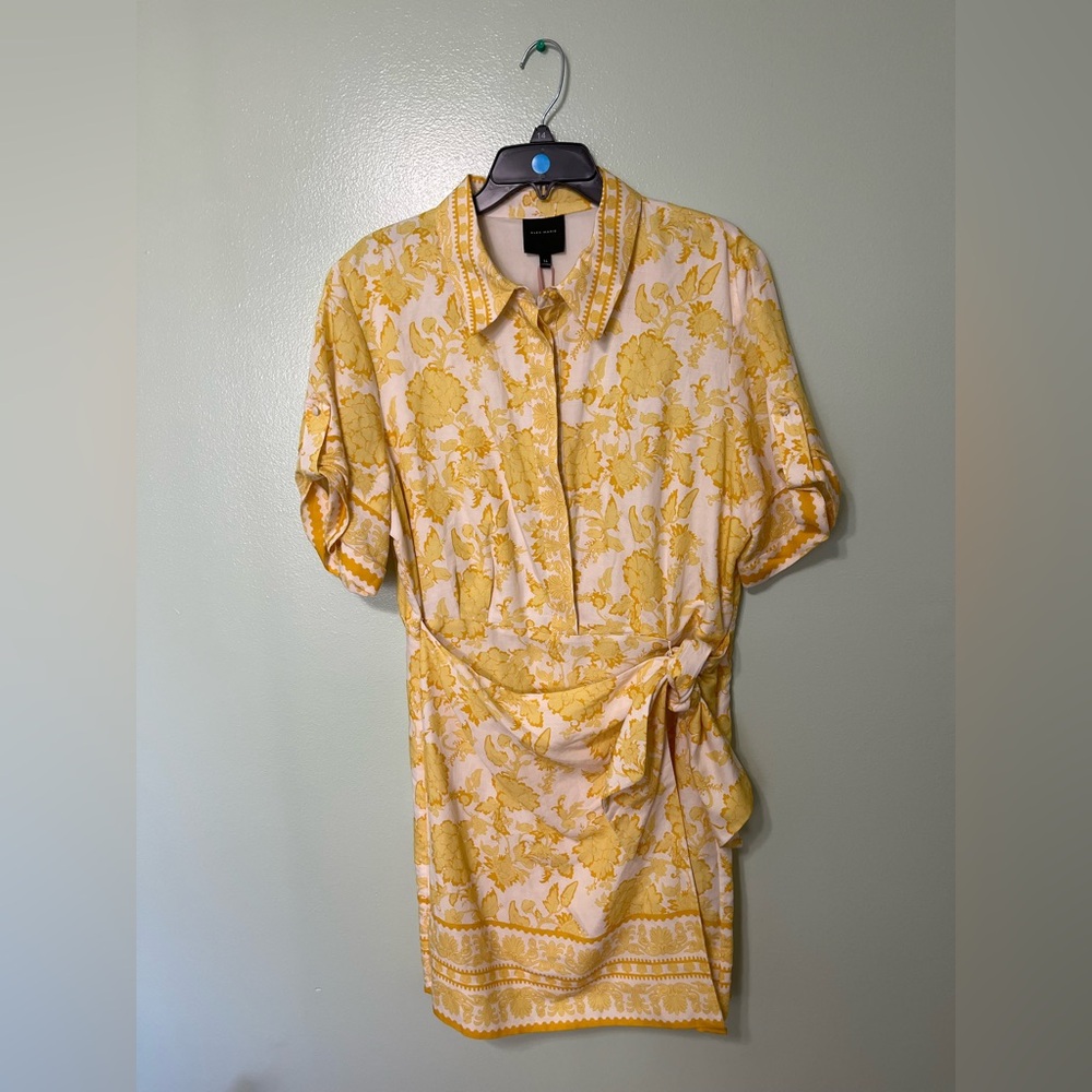 Alex Marie New Yellow Floral Mini Dress Size14 Ramie/Viscose - Picture 2 of 10